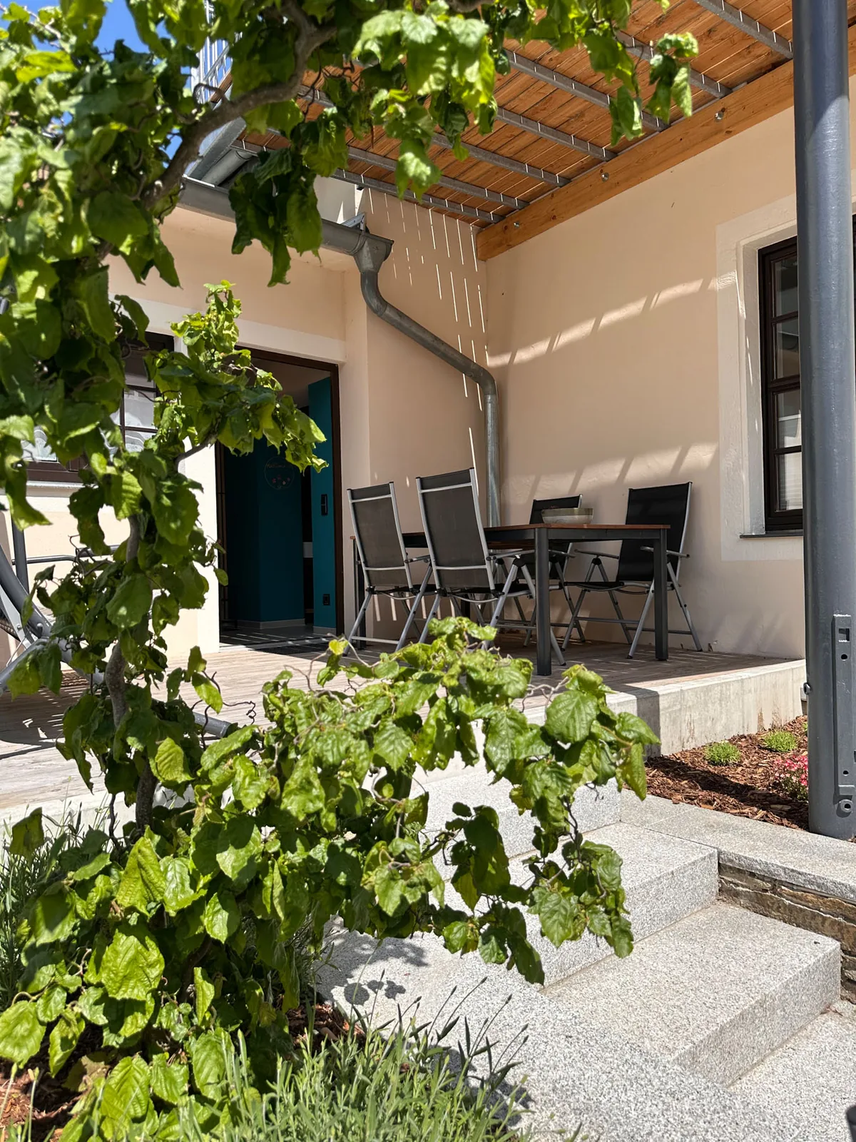 Geschützter Innenhof der Ferienwohnung Altstadtglück für Familien in Torgau